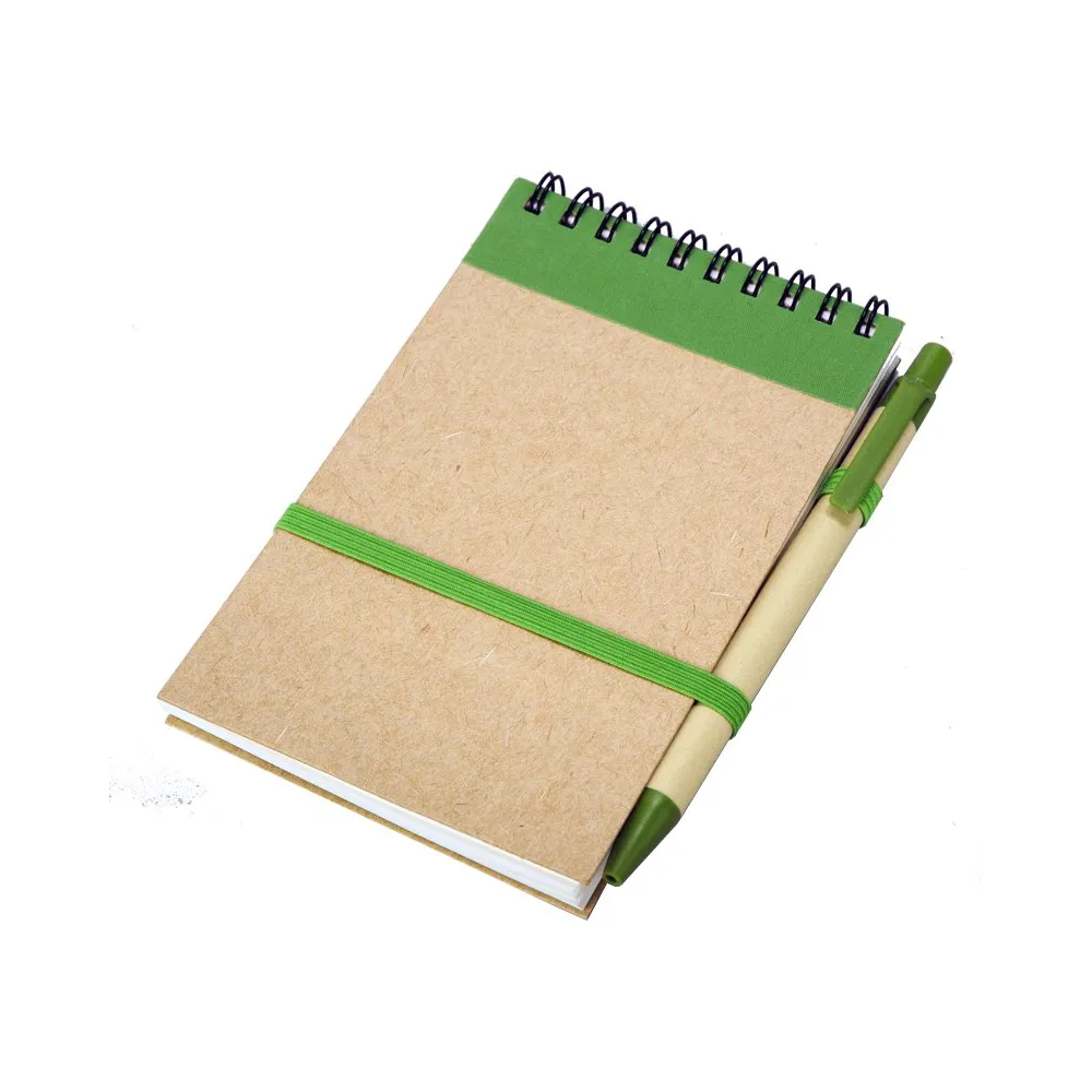 Notes Kraft z długopisem, zielony/beżowy