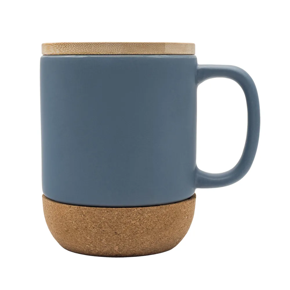 Kubek ceramiczny z bambusową przykrywką Giulia, szary