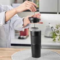 Kubek termiczny z french press Aspet 450 ml, czarny