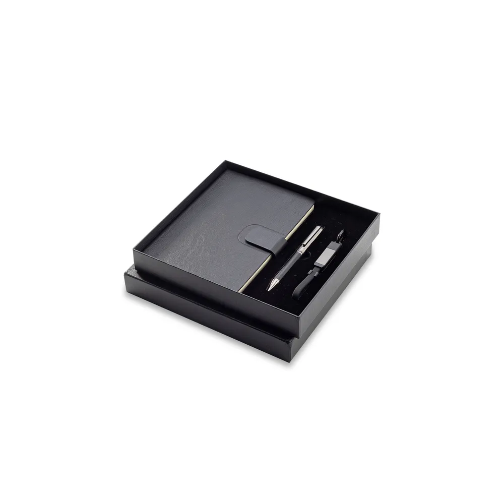 Zestaw upominkowy z kablem USB 2w1 Davos, czarny