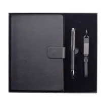 Zestaw upominkowy z kablem USB 2w1 Davos, czarny