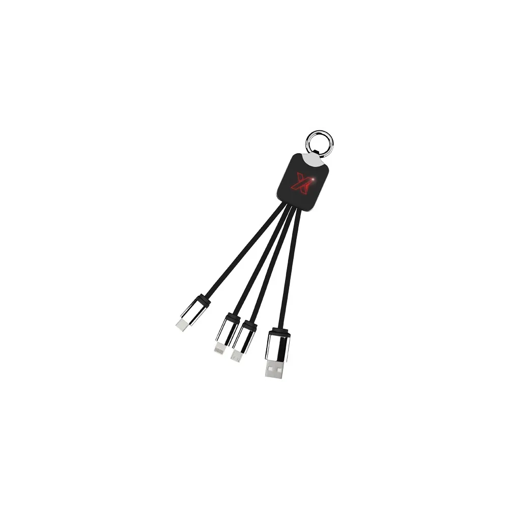 Kabel z podświetlonym logo 3w1 z brelokiem - SCX.design C15