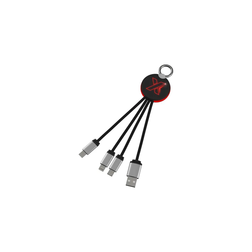 Kabel z podświetlonym logo 3w1 z brelokiem - SCX.design C16