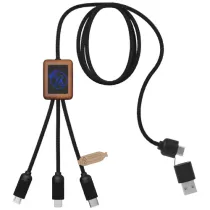 SCX.design C38 kabel do ładowania z podświetlanym logo 5-w-1 rPET i z kwadratową drewnianą obudową 40W