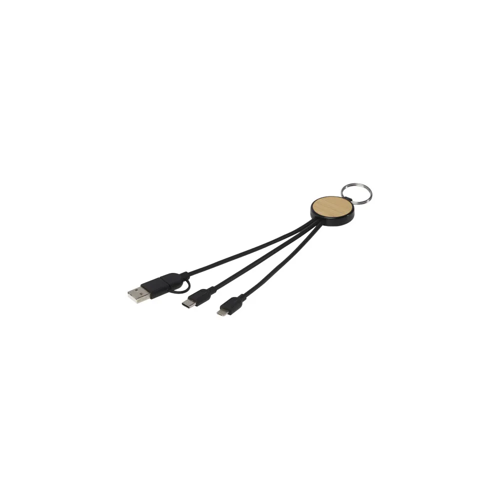 Tecta kabel do ładowania z tworzyw sztucznych pochodzących z recyklingu/bambusa 6 w 1 z brelokiem