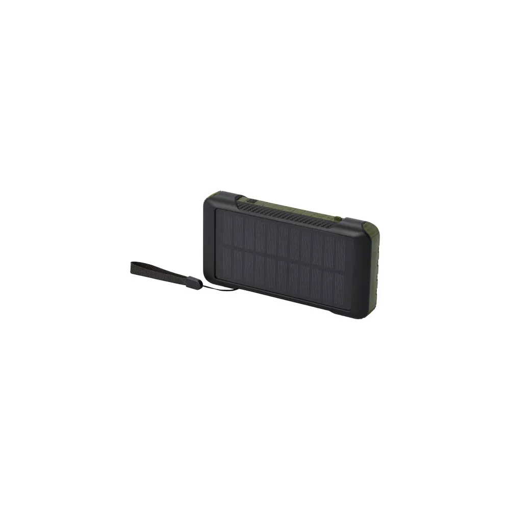 Soldy powerbank solarny o pojemności 10 000 mAh z dynamem wykonany z tworzyw sztucznych pochodzących z recyklingu z certyfika