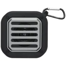Solo plastikowy głośnik solarny Bluetooth® IPX5 o mocy 3 W z karabińczykiem wykonany z tworzywa pochodzącego z recyklingu z