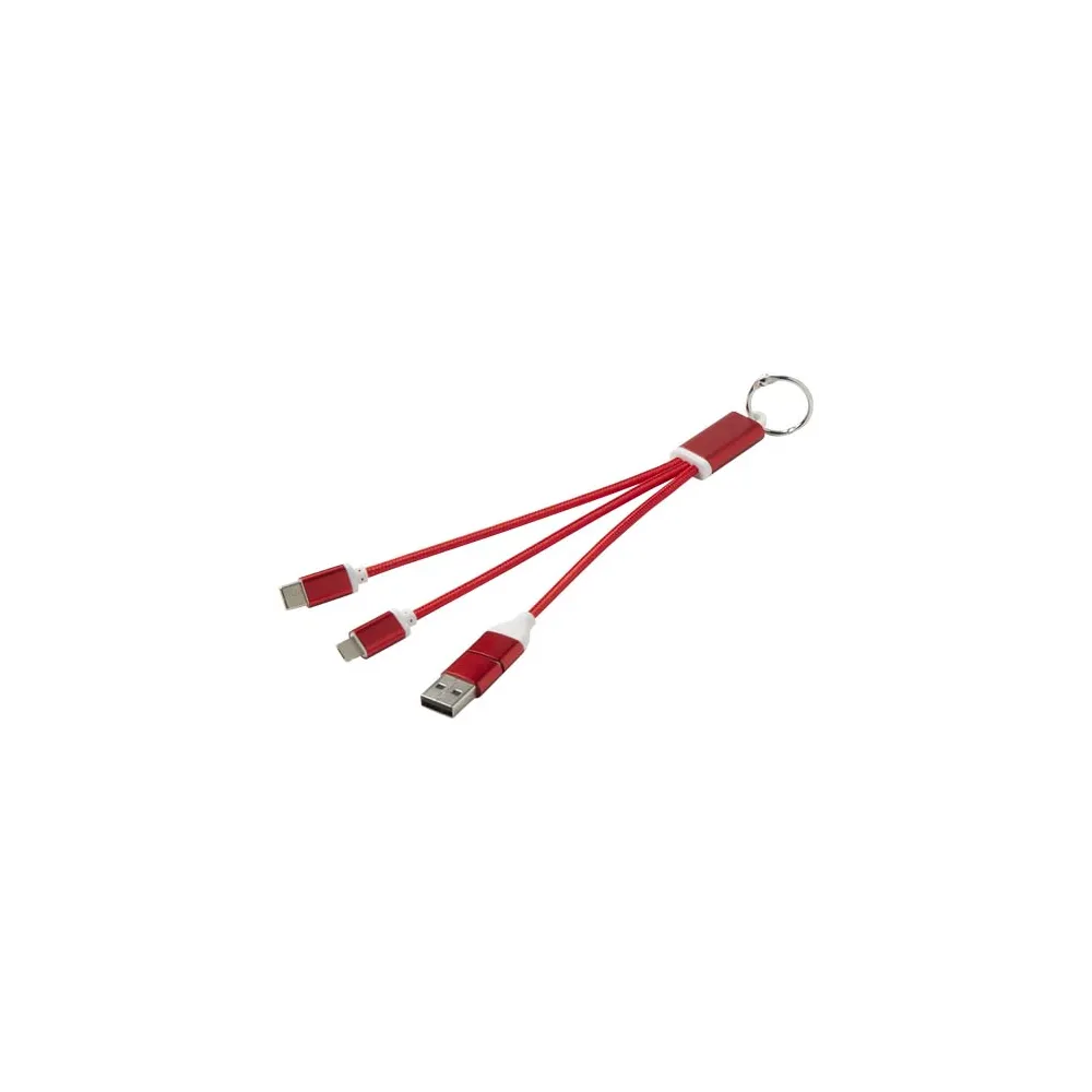 Metal kabel do ładowania 4 w 1 z aluminium z recyklingu z łańcuchem do kluczy