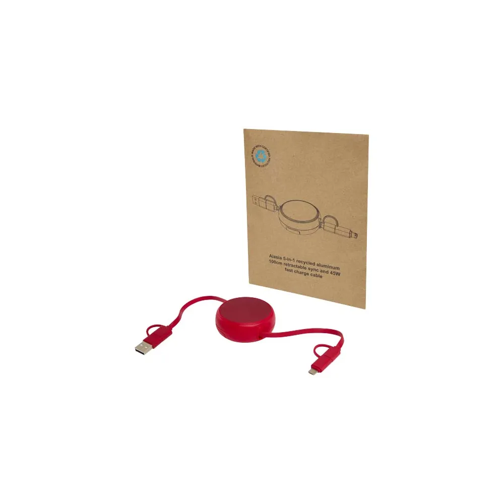 Alasia zwijany kabel do synchronizacji danych i szybkiego ładowania 5 w 1 45 W o długości 100 cm z tworzyw sztucznych i alumi