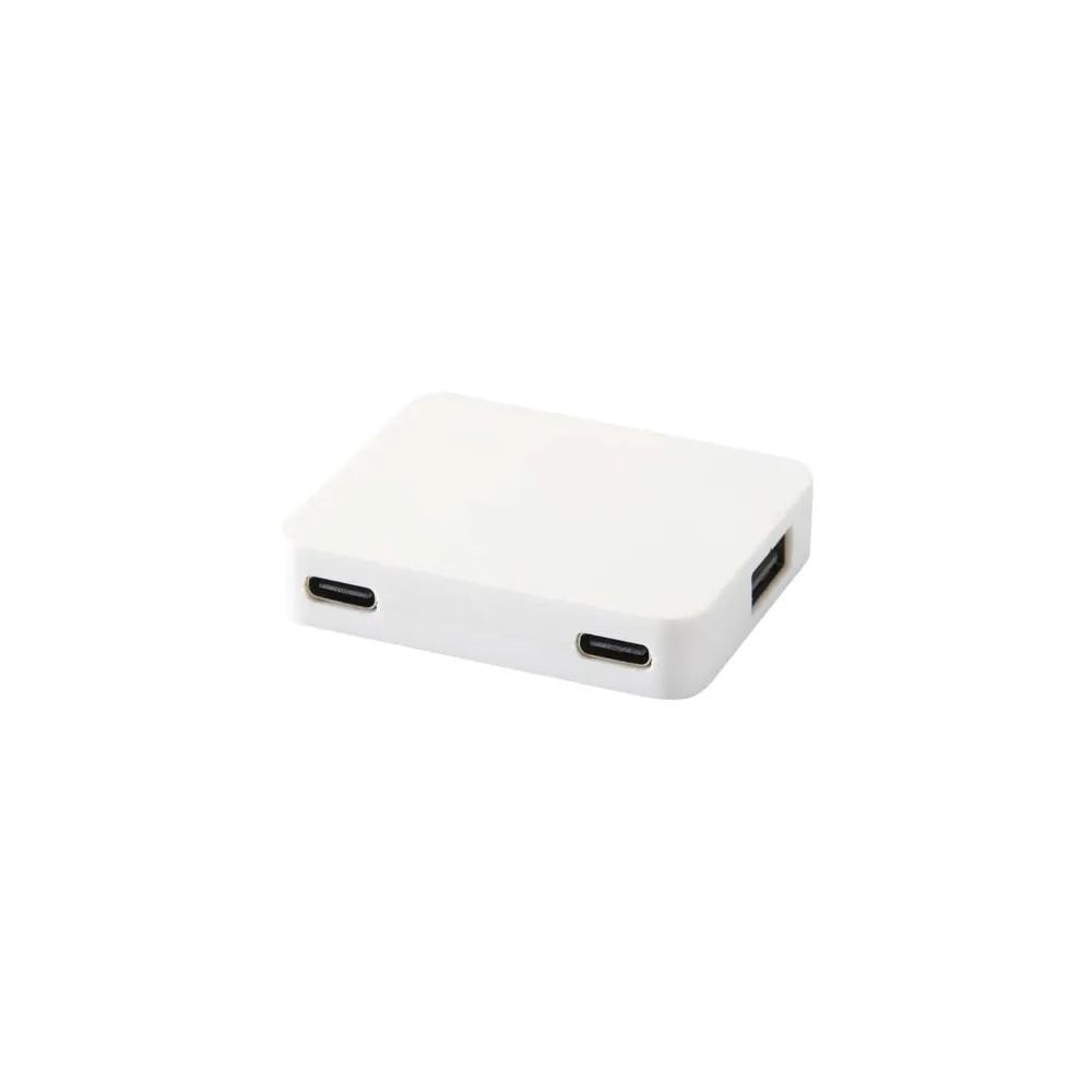 Gaia 4-portowy hub USB z wyjściem USB-A i typu C oraz podwójnym wejściem — wykonany z tworzyw sztucznych pochodzących z re