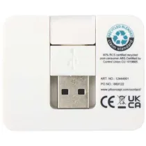Gaia 4-portowy hub USB z wyjściem USB-A i typu C oraz podwójnym wejściem — wykonany z tworzyw sztucznych pochodzących z re