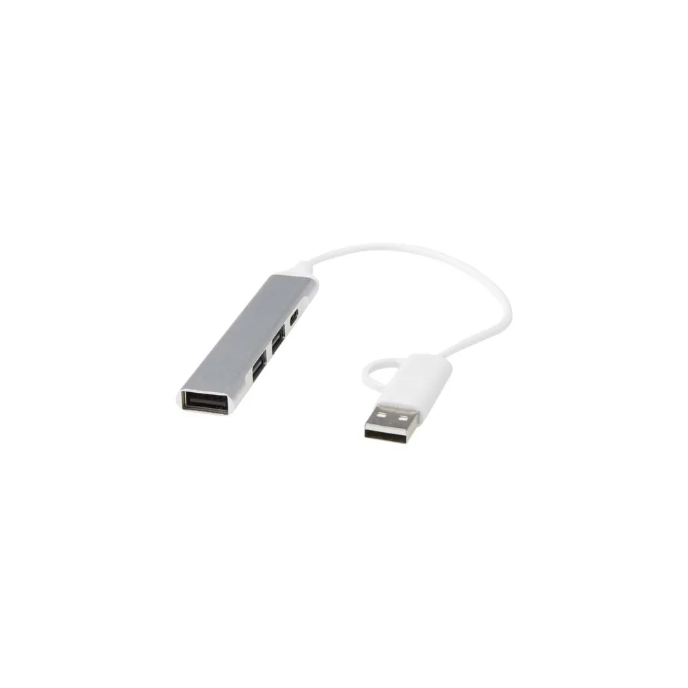 Alkaid 4-portowy hub USB-A i typu C z podwójnym wejściem wykonany z aluminium z recyklingu