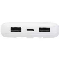 Adhil powerbank o pojemności 10.000 mAh i mocy 10 W z tworzyw sztucznych pochodzących z recyklilngu z 2 wbudowanymi kablami
