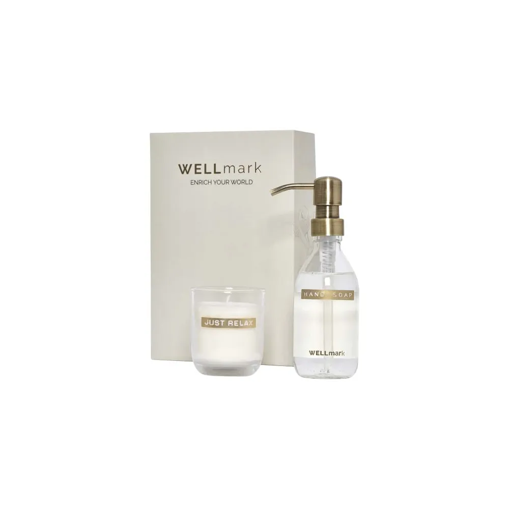 Wellmark Discovery dozownik mydła w płynie o pojemności 250 ml i zestaw świec zapachowych 150 g