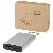 Arcturus powerbank o pojemności 2000 mAh z recyklingowanego aluminium z brelokiem