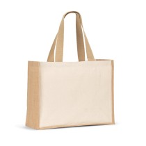 HELSINQUE. Torba płócienna (320 g/m²), z dnem i bokami z laminowanej juty (350 g/m²) w naturalnych odcieniach