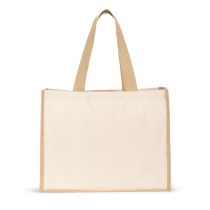 HELSINQUE. Torba płócienna (320 g/m²), z dnem i bokami z laminowanej juty (350 g/m²) w naturalnych odcieniach