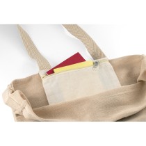 PADOVA. Torba z juco (275 g/m²) z wewnętrzną kieszenią ze 100% bawełny (120 g/m²)