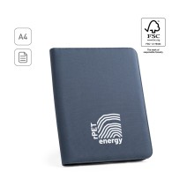 EMERGE FOLDER. Teczka A4 poliestru pochodzącego (100% rPET) 300D z zamkiem błyskawicznym