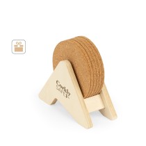 PLYCORK. Stojak ze sklejki z 6 korkowymi podstawkami