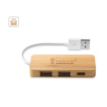 MOSER. HUB z 2 portami USB-A i 1 portem USB-C z bambusa