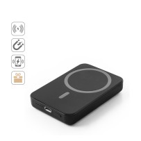 AMPERE 5. Magnetyczny power bank 5 000 mAh z superszybką ładowarką bezprzewodową 15 W wykonany w ABS pochodzącego z recykli