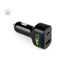 DIRAC. Adapter do zapalniczki z portem USB-A 18W i USB-C 20W wykonany w ABS z recyklingu (100% rABS)