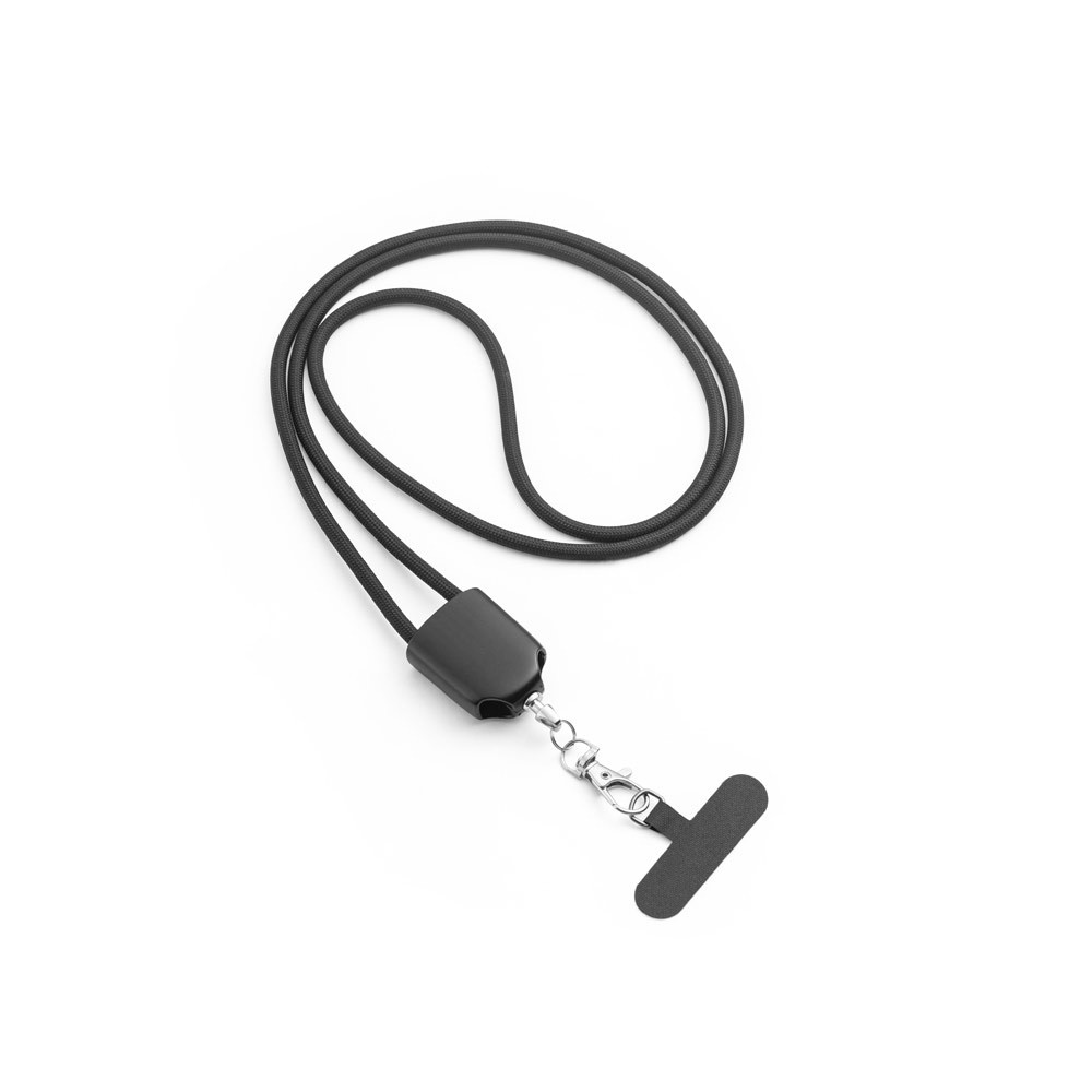 ZEWAIL. Smycz z dołączonym uchwytem na smartfona, kablem USB-C i różnymi adapterami z recyklingowanego ABS i recyklingowaneg