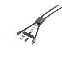 ZEWAIL. Smycz z dołączonym uchwytem na smartfona, kablem USB-C i różnymi adapterami z recyklingowanego ABS i recyklingowaneg